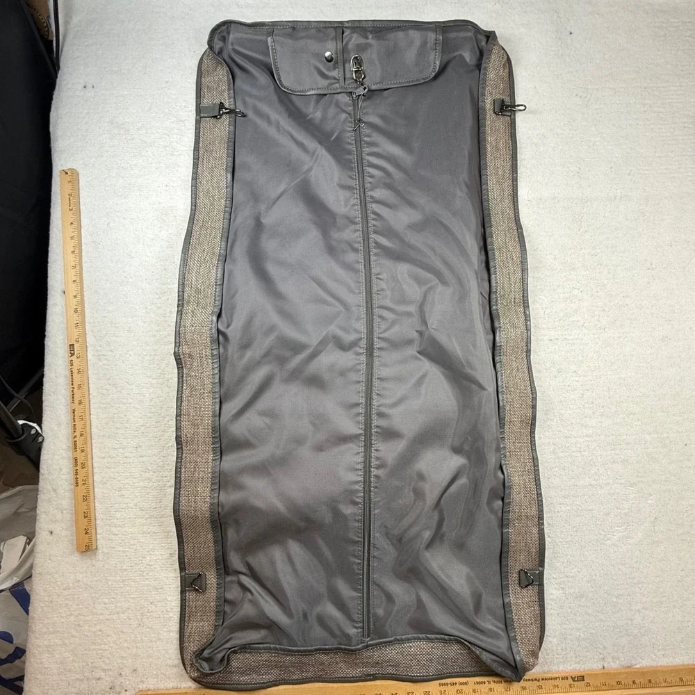 Viaggio Garment Bag Gray Tweed Travel Suit Carrier Shoulder Strap Professional